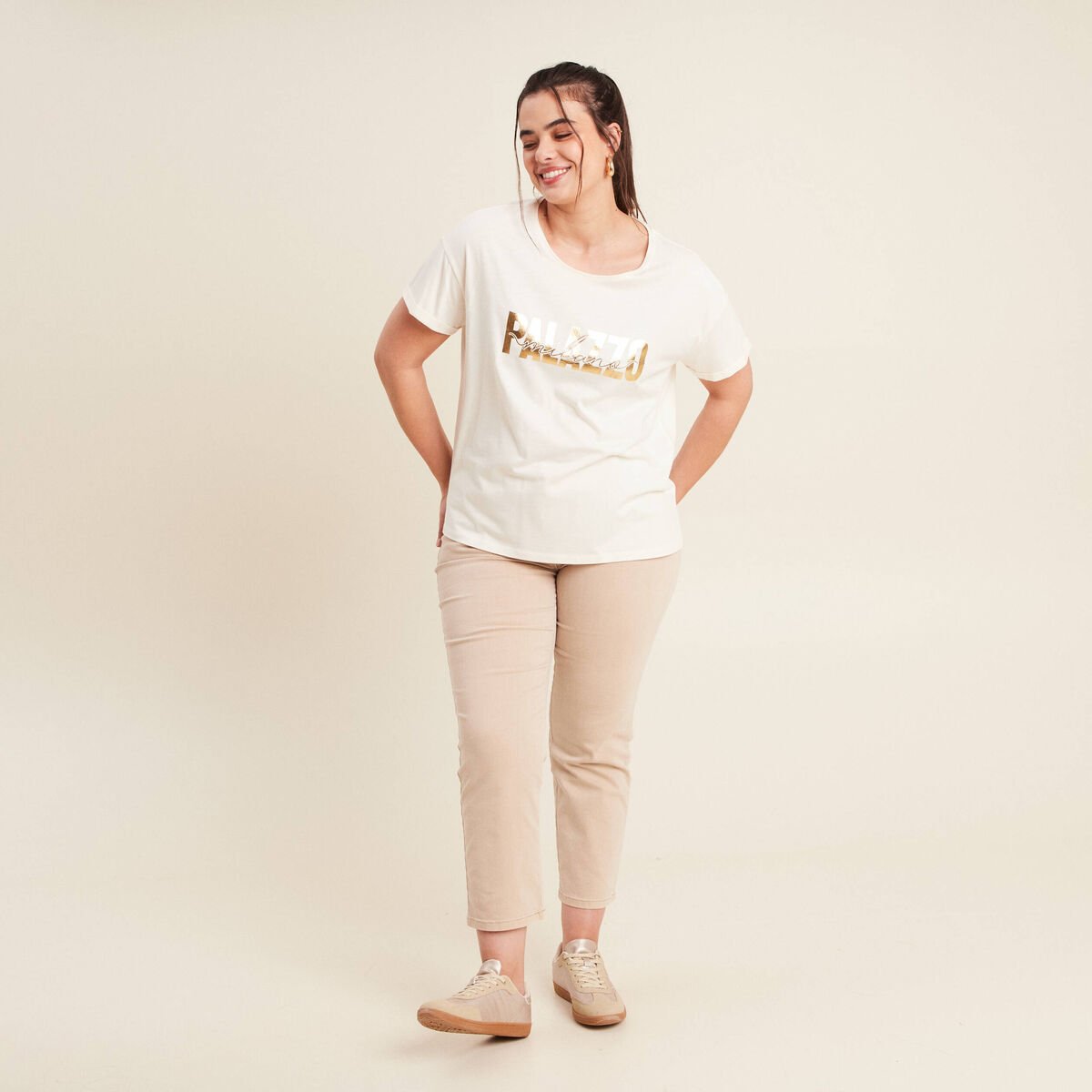 T-shirt manches courtes ecru femme