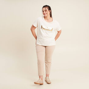 T-shirt manches courtes ecru femme