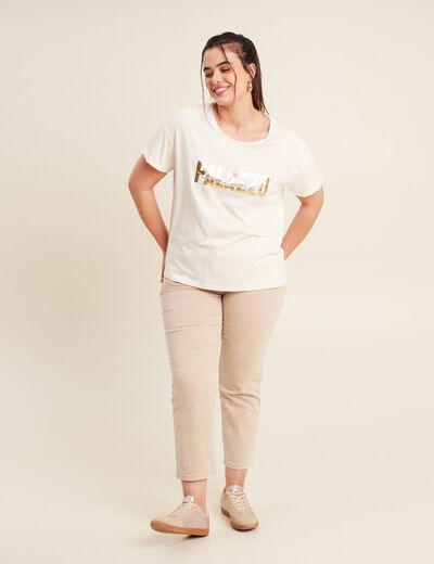 T-shirt manches courtes ecru femme