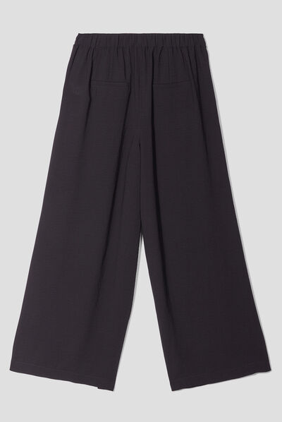 Pantalon large fluide noir femme