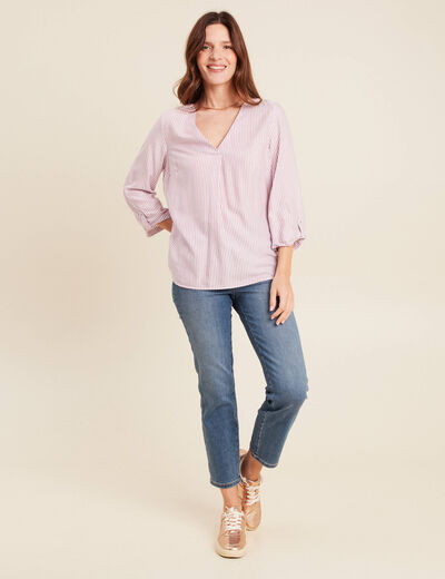 blouse fluide manches 3/4 bordeaux femme