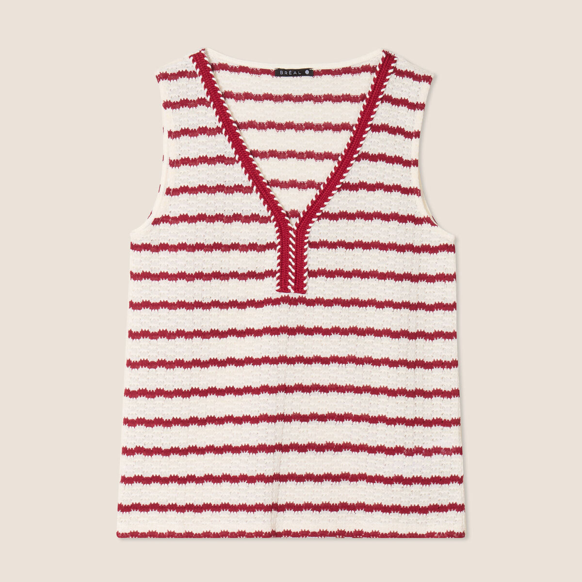 Débardeur cintré sans manches beige femme