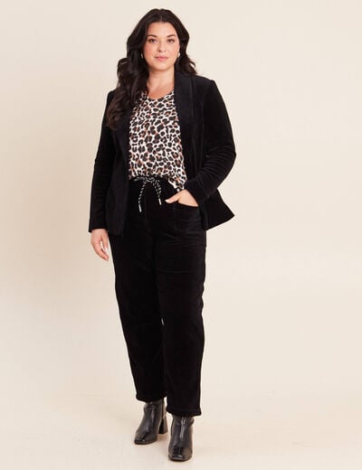 Pantalon coupe mom en velours noir femme