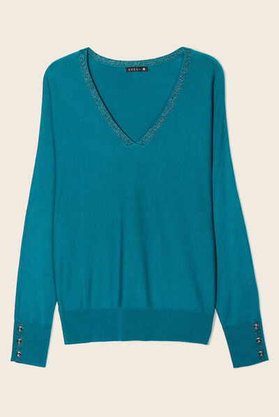 Pull manches longues vert foncé femme
