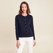 Gilet col rond bleu marine femme