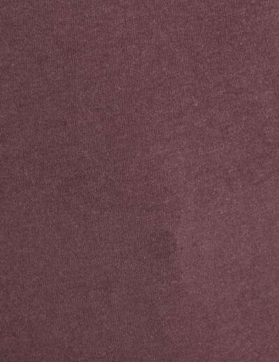 T-shirt manches courtes col en V marron foncé femme