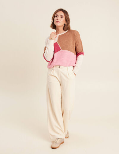 Pull manches longues rose femme