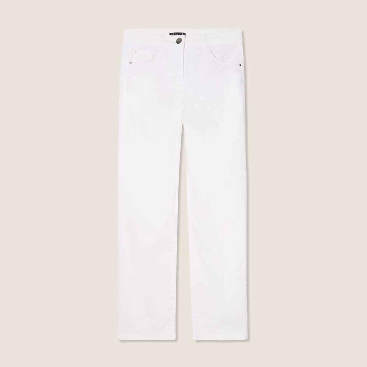 Pantalon droit taille haute 7/8ème blanc femme