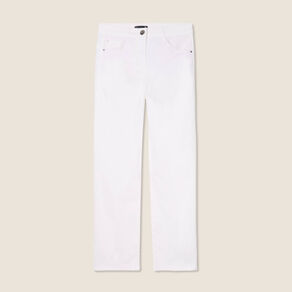 Pantalon droit taille haute 7/8ème blanc femme