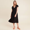 Robe évasée courte manches courtes noir femme