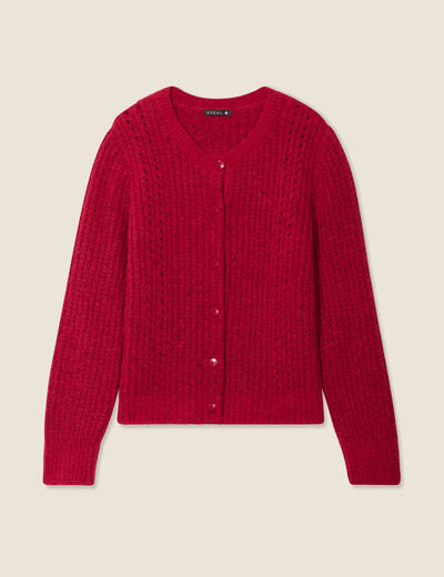 Gilet manches longues rose framboise femme