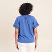 Blouse col v manches courtes bleu roi femme