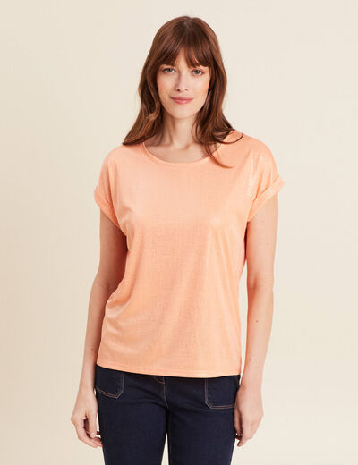 T-shirt manches courtes rose saumon femme