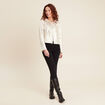 Pull sans manches à capuche couleur or femme