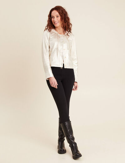 Pull sans manches à capuche couleur or femme