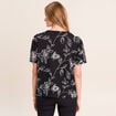 T-shirt col v manches courtes noir femme