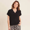 Blouse fluide manches courtes noir femme