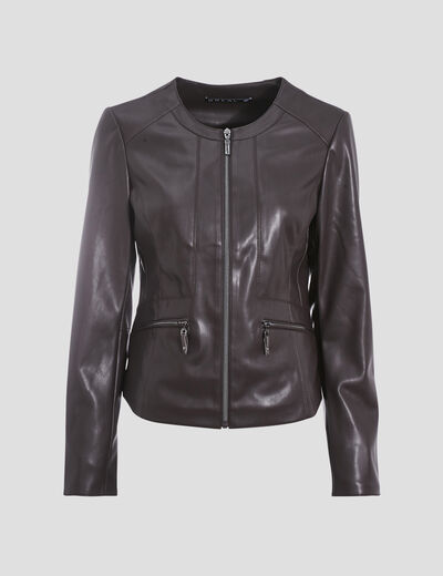 Veste cintrée zippée marron femme