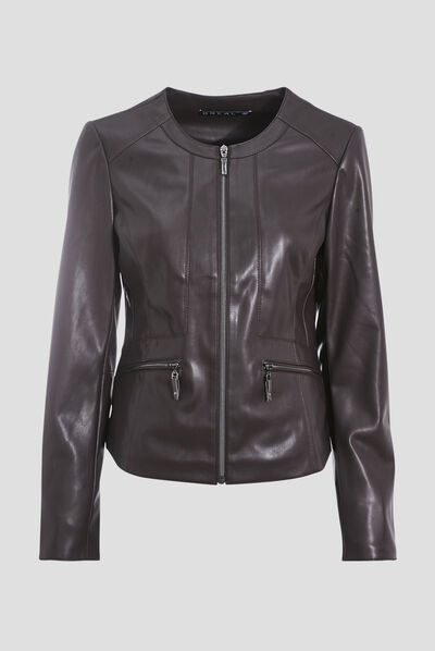 Veste cintrée zippée marron femme