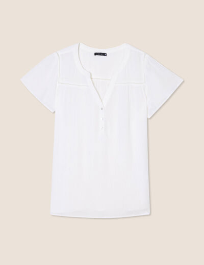 Blouse manches courtes ecru femme