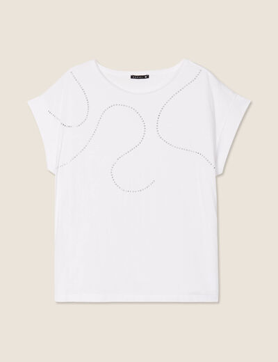 T-shirt manches courtes clous blanc femme