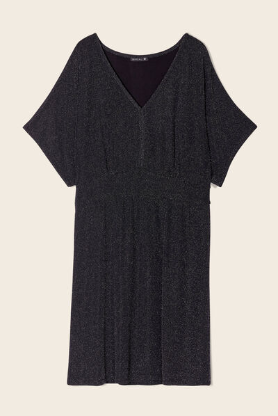 Robe droite à paillettes noir femme