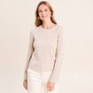 Pull manches longues col rond brillant couleur or femme