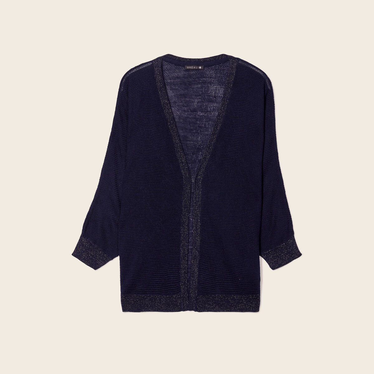 Gilet manches 3/4 bleu marine femme