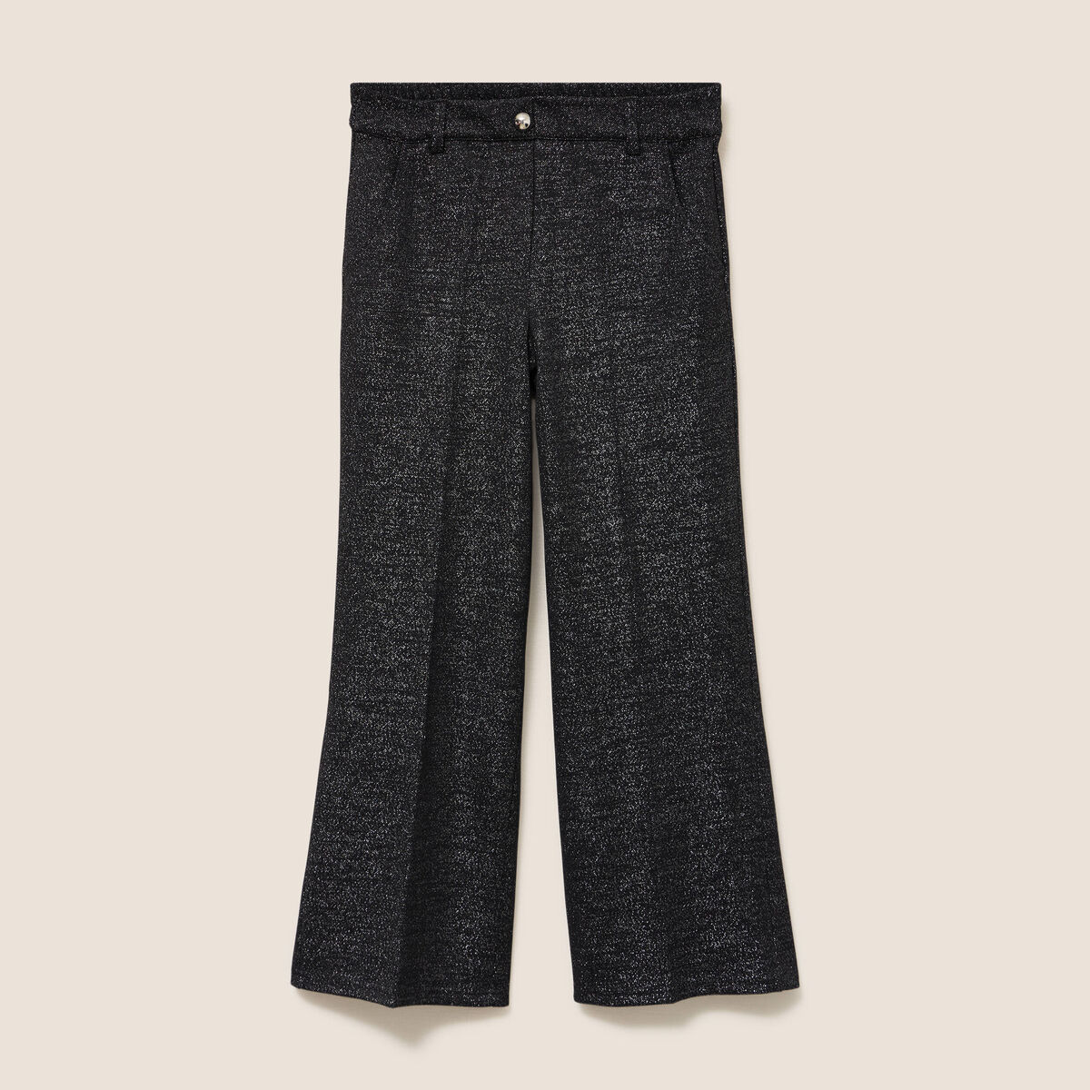 Pantalon large &agrave; paillettes noir femme