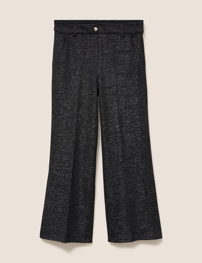 Pantalon large &agrave; paillettes noir femme