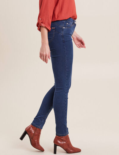 Jean magique Le L&eacute;ger coupe ajust&eacute;e long denim double stone femme