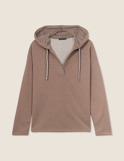 Sweat à capuche taupe femme