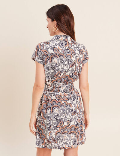 Robe droite zipp&eacute;e marron femme
