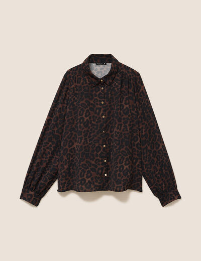 Chemise col chemise manches longues marron femme