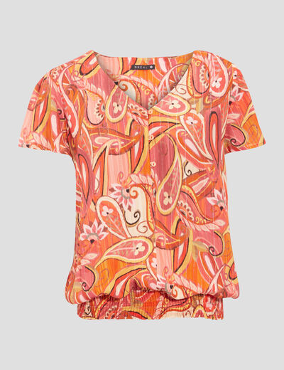 Blouse manches courtes orange femme