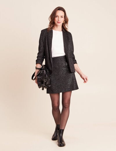 Jupe &agrave; paillettes noir femme