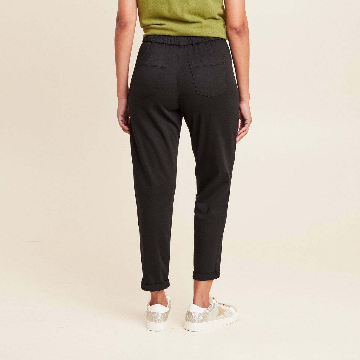 Pantalon coupe mom 7/8&egrave;me noir femme