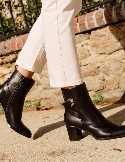 Bottines à talons avec boucles noir femme