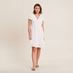 Robe droite fluide smock&eacute;e ecru femme