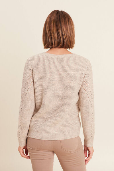Pull manches longues beige femme