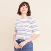 Pull col rond manches courtes bleu femme