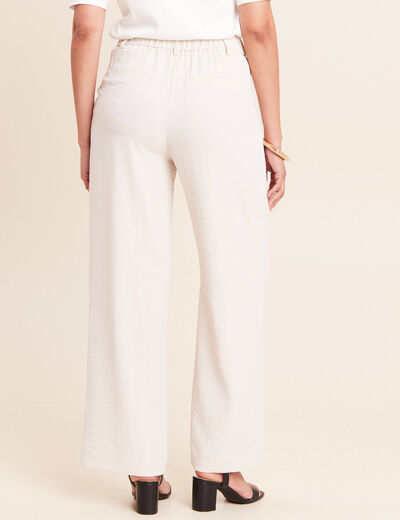 Pantalon large taille haute fluide gris clair femme