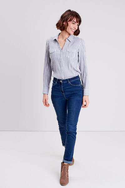 Chemise manches longues ecru femme