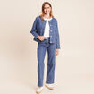 Jean coupe droite jacquard denim stone femme
