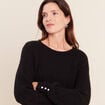 Pull col rond manches longues noir femme