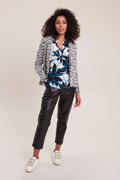Blouse manches longues bleu electrique femme