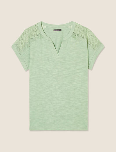 T-shirt manches courtes vert olive femme