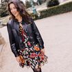 Blouson cintré simili cuir noir femme