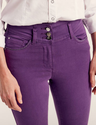 Jean ajusté 7/8ème violet foncé femme