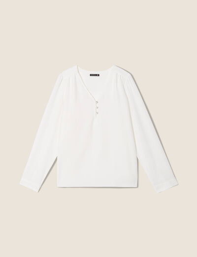 Blouse manches longues ecru femme